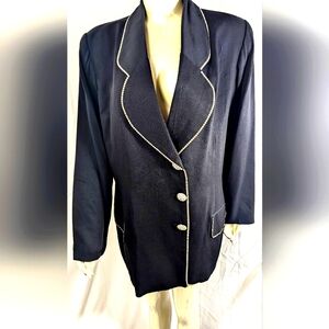 Katherine Bishop Church Blazer Rhinestone Collar & Pockets Trim Size 18 XL